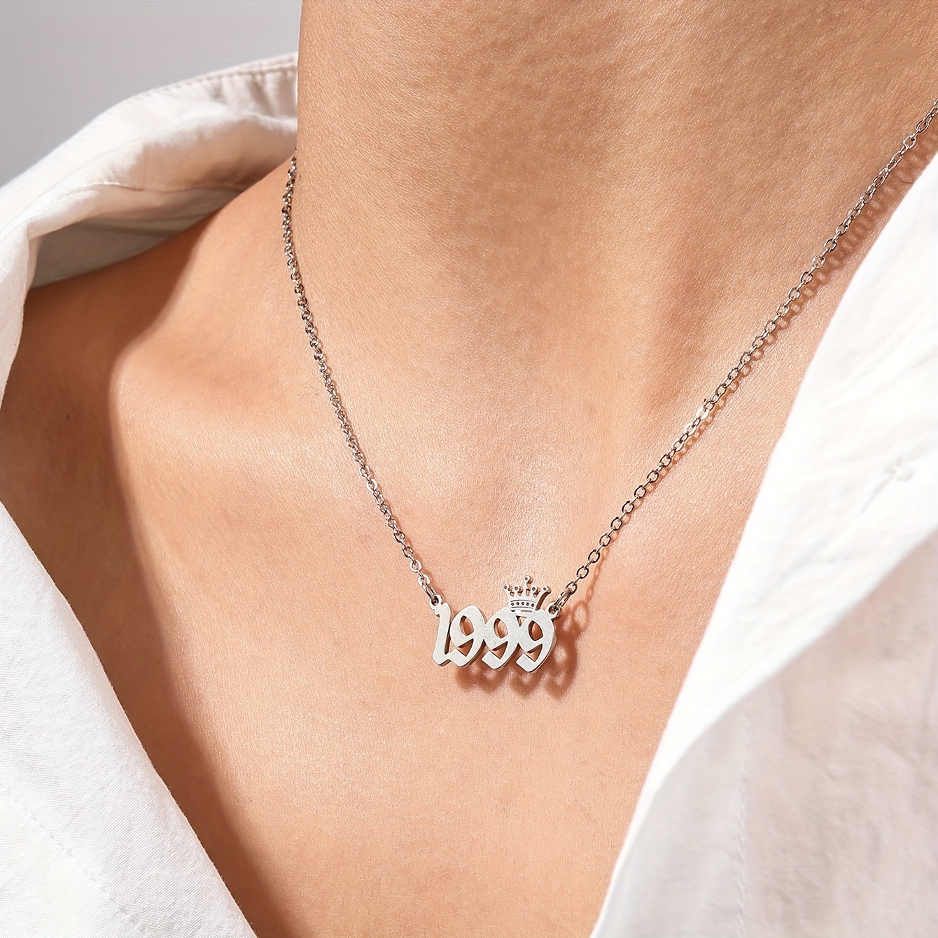 Crown and Year Decor Necklace, Statement Birthday Gift